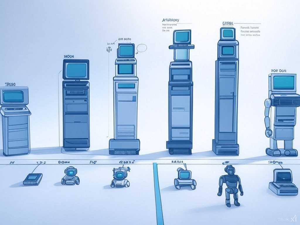Timeline infographic of AI evolution in business
